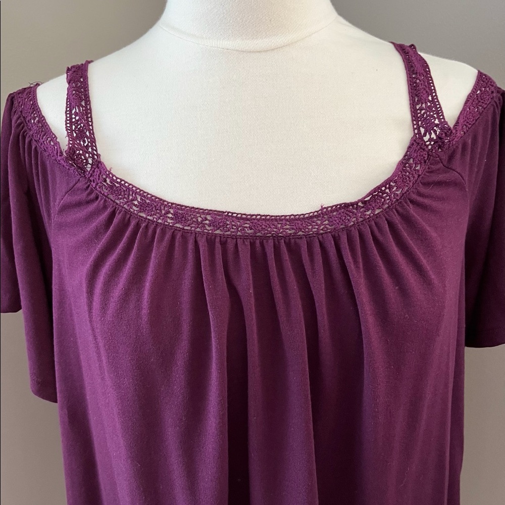 Mudd Shirt Handkerchief Asymmetrical Cold Shoulder Off Shoulder Straps Top Small - Picture 4 of 6